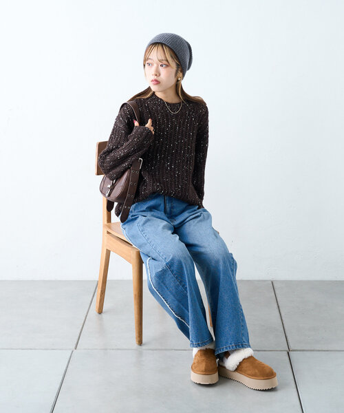 w closet（ダブルクローゼット）の「ファー厚底ブーツ（ブーツ・レディース・アイボリー/ベージュ/パープル・MEDIUM/LARGE）」の13枚目の写真