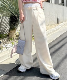 ダブルウエストスラックスパンツ