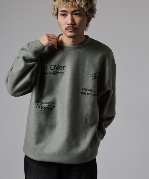 FUNALIVE（ファンアライブ）の「両面起毛オーバーサイズロゴ刺繍トレーナー（スウェット・メンズ・ダークブルー/スミクロ/ホワイト/ブラック系その他2/ブラック/ヘザーグレー/杢グレー/ホワイト系その他2/ブラック系その他3/グレイッシュブルー/ホワイト系その他3/ライトカーキ・M/L/LL）」の10枚目の写真