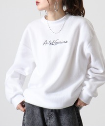 FUNALIVE | 両面起毛オーバーサイズロゴ刺繍トレーナー(スウェット)