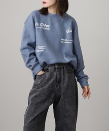 両面起毛オーバーサイズロゴ刺繍トレーナー