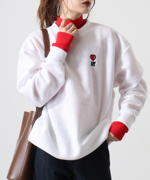 FUNALIVE（ファンアライブ）の「両面起毛オーバーサイズロゴ刺繍トレーナー（スウェット・メンズ・ダークブルー/スミクロ/ホワイト/ブラック系その他2/ブラック/ヘザーグレー/杢グレー/ホワイト系その他2/ブラック系その他3/グレイッシュブルー/ホワイト系その他3/ライトカーキ・M/L/LL）」の2枚目の写真