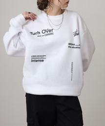 両面起毛オーバーサイズロゴ刺繍トレーナー