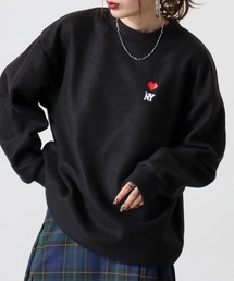 両面起毛オーバーサイズロゴ刺繍トレーナー