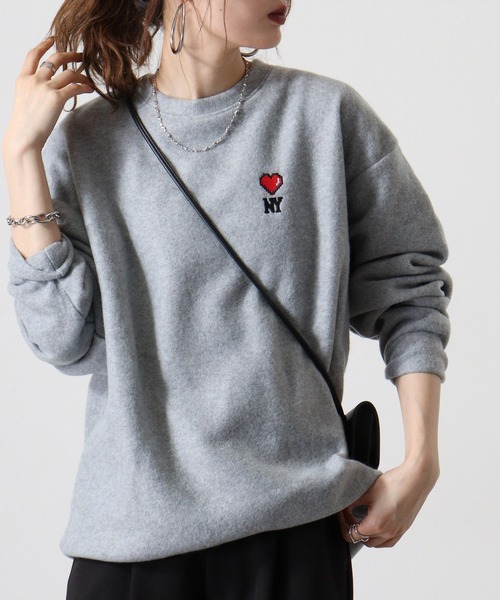 FUNALIVE（ファンアライブ）の「両面起毛オーバーサイズロゴ刺繍トレーナー（スウェット・メンズ・ダークブルー/スミクロ/ホワイト/ブラック系その他2/ブラック/ヘザーグレー/杢グレー/ホワイト系その他2/ブラック系その他3/グレイッシュブルー/ホワイト系その他3/ライトカーキ・M/L/LL）」の8枚目の写真