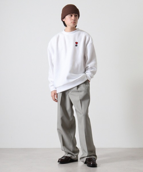 FUNALIVE（ファンアライブ）の「両面起毛オーバーサイズロゴ刺繍トレーナー（スウェット・メンズ・ダークブルー/スミクロ/ホワイト/ブラック系その他2/ブラック/ヘザーグレー/杢グレー/ホワイト系その他2/ブラック系その他3/グレイッシュブルー/ホワイト系その他3/ライトカーキ・M/L/LL）」の13枚目の写真