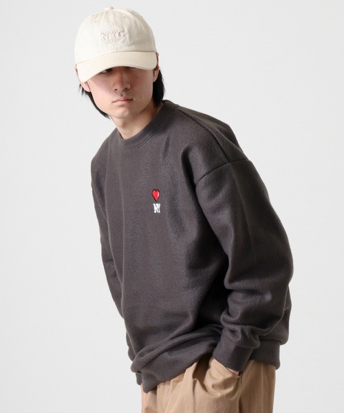 FUNALIVE（ファンアライブ）の「両面起毛オーバーサイズロゴ刺繍トレーナー（スウェット・メンズ・ダークブルー/スミクロ/ホワイト/ブラック系その他2/ブラック/ヘザーグレー/杢グレー/ホワイト系その他2/ブラック系その他3/グレイッシュブルー/ホワイト系その他3/ライトカーキ・M/L/LL）」の18枚目の写真