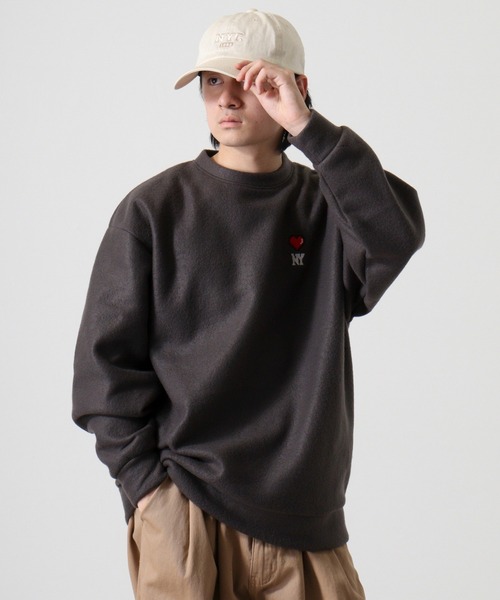 FUNALIVE（ファンアライブ）の「両面起毛オーバーサイズロゴ刺繍トレーナー（スウェット・メンズ・ダークブルー/スミクロ/ホワイト/ブラック系その他2/ブラック/ヘザーグレー/杢グレー/ホワイト系その他2/ブラック系その他3/グレイッシュブルー/ホワイト系その他3/ライトカーキ・M/L/LL）」の20枚目の写真