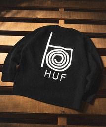 HUF　ハフ　ニット　セーター　黒　人気ロゴ HUF セーター ニット OUTLINES CREWNECK SWEATER / ハフ