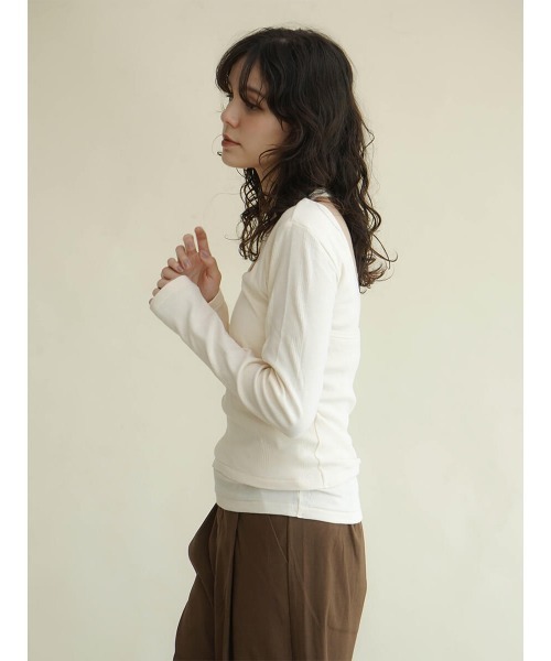 FIKA.(フィーカ)の「Prib Halter Tank(キャミソール・レディース・杢グレー/アイボリー・FREE)」の4枚目の写真