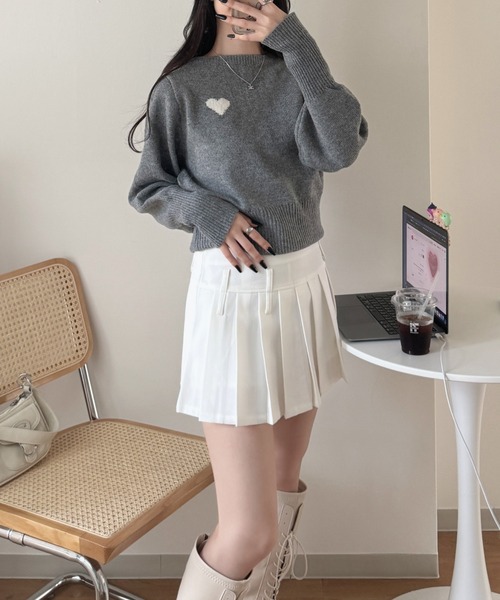 nemne store（ネンネストア）の「《Delfy》ロングリブハートニット（ニット/セーター・レディース・ブルー系/ブラウン/グレー系/アイボリー/ネイビー・SMALL/MEDIUM）」の8枚目の写真