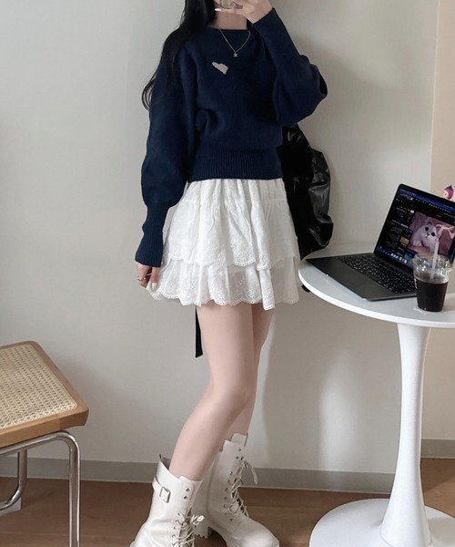 nemne store（ネンネストア）の「《Delfy》ロングリブハートニット（ニット/セーター・レディース・ブルー系/ブラウン/グレー系/アイボリー/ネイビー・SMALL/MEDIUM）」の12枚目の写真
