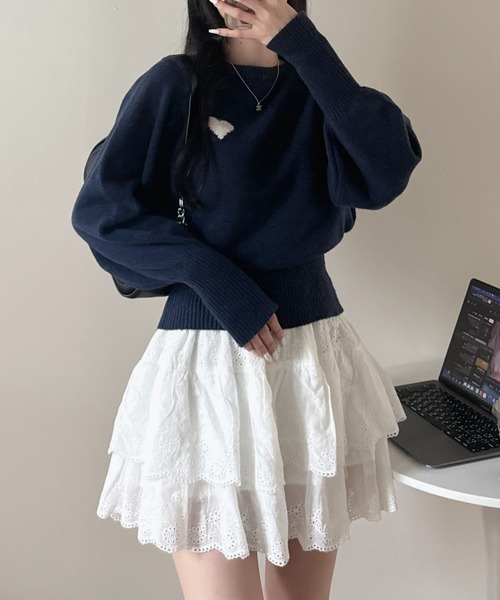 nemne store（ネンネストア）の「《Delfy》ロングリブハートニット（ニット/セーター・レディース・ブルー系/ブラウン/グレー系/アイボリー/ネイビー・SMALL/MEDIUM）」の11枚目の写真