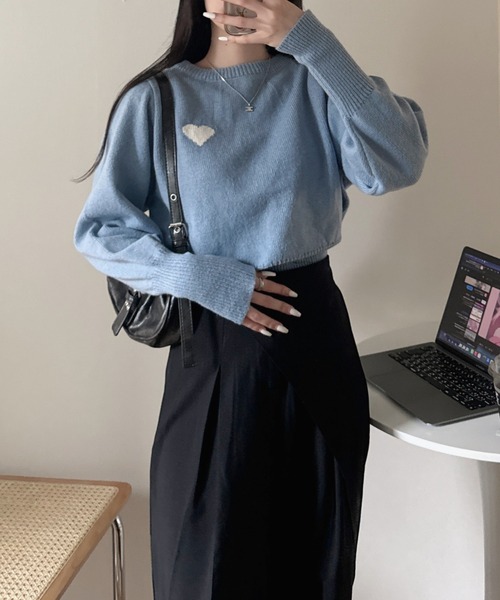 nemne store（ネンネストア）の「《Delfy》ロングリブハートニット（ニット/セーター・レディース・ブルー系/ブラウン/グレー系/アイボリー/ネイビー・SMALL/MEDIUM）」の14枚目の写真