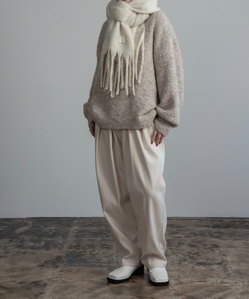 Amiur（エミレ）の「bulky volume fringe muffler / バルキーボリュームフリンジマフラー（マフラー・レディース・ピンク/ブルー/アイボリー/チェック・FREE）」の17枚目の写真