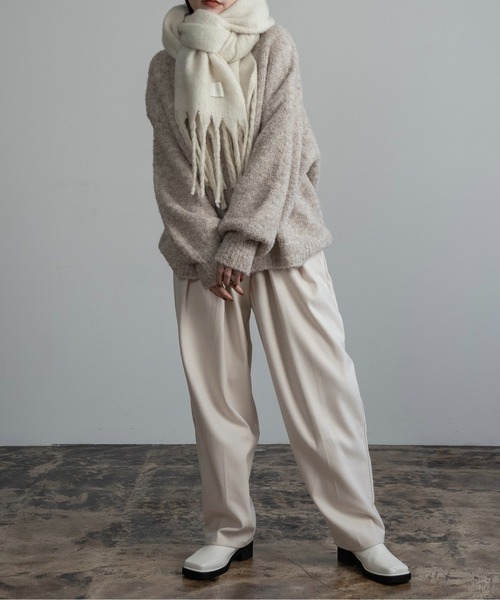 Amiur（エミレ）の「bulky volume fringe muffler / バルキーボリュームフリンジマフラー（マフラー・レディース・ピンク/ブルー/アイボリー/チェック・FREE）」の18枚目の写真