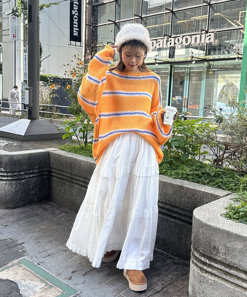 セール】【3色展開】ボーダーBIGニットプルオーバー（ニット/セーター