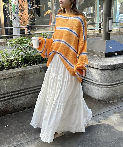 セール】【3色展開】ボーダーBIGニットプルオーバー（ニット/セーター