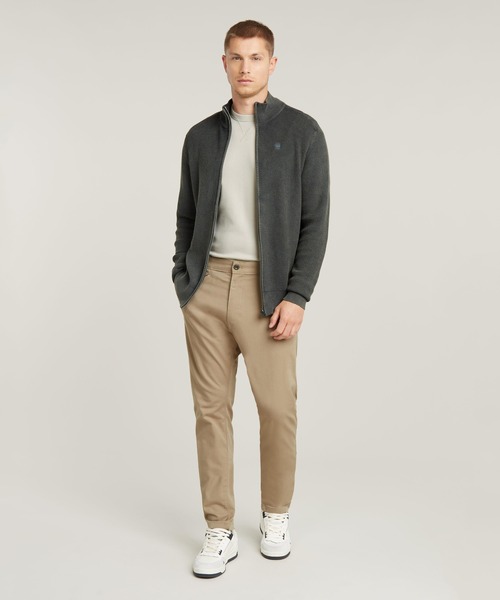 G-STAR（ジースター）の「SERRATED FULL ZIP KNIT/ワンポイントロゴフルジップコットンニットセーター（ニット/セーター・メンズ・ダークグレー/ベージュ系その他・LARGE/MEDIUM/SMALL）」の4枚目の写真