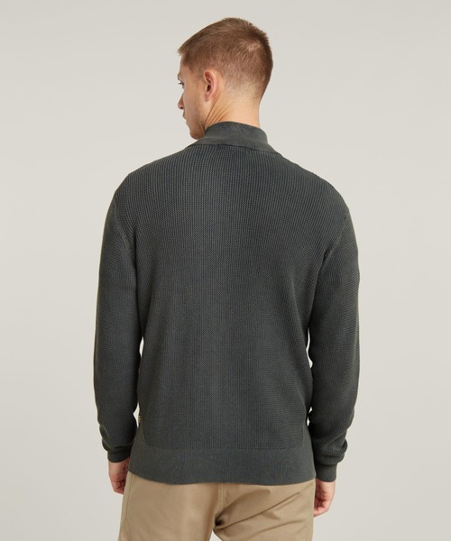 G-STAR（ジースター）の「SERRATED FULL ZIP KNIT/ワンポイントロゴフルジップコットンニットセーター（ニット/セーター・メンズ・ダークグレー/ベージュ系その他・LARGE/MEDIUM/SMALL）」の3枚目の写真
