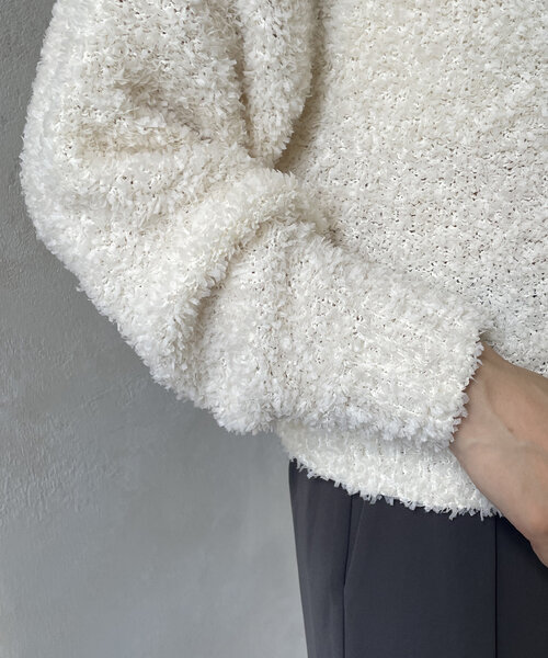 Thevon（ゼボン）の「リボンヤーンショートニット（ニット/セーター・レディース・ベージュ/ピンク/アイボリー/グレー・FREE）」の16枚目の写真