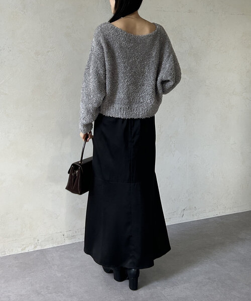 Thevon（ゼボン）の「リボンヤーンショートニット（ニット/セーター・レディース・ベージュ/ピンク/アイボリー/グレー・FREE）」の14枚目の写真