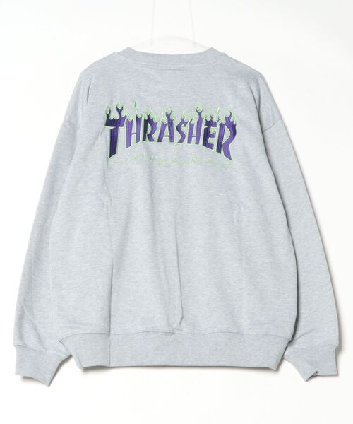 【at】〔THRASHER/スラッシャー〕アソートパターンロゴ プリント＆刺繍 クルーネックスウェット（スウェット）｜THRASHER（スラッシャー）
