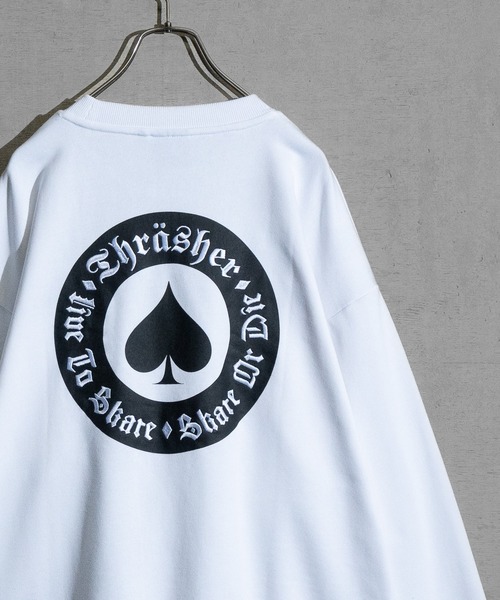 【at】〔THRASHER/スラッシャー〕アソートパターンロゴ プリント＆刺繍 クルーネックスウェット（スウェット）｜THRASHER（スラッシャー）