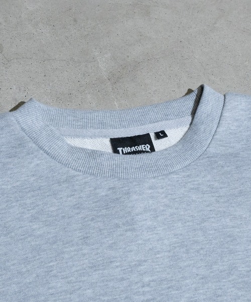 【at】〔THRASHER/スラッシャー〕アソートパターンロゴ プリント＆刺繍 クルーネックスウェット（スウェット）｜THRASHER（スラッシャー）