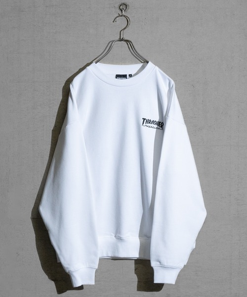 【at】〔THRASHER/スラッシャー〕アソートパターンロゴ プリント＆刺繍 クルーネックスウェット（スウェット）｜THRASHER（スラッシャー）