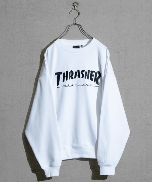 【at】〔THRASHER/スラッシャー〕アソートパターンロゴ プリント＆刺繍 クルーネックスウェット（スウェット）｜THRASHER（スラッシャー）