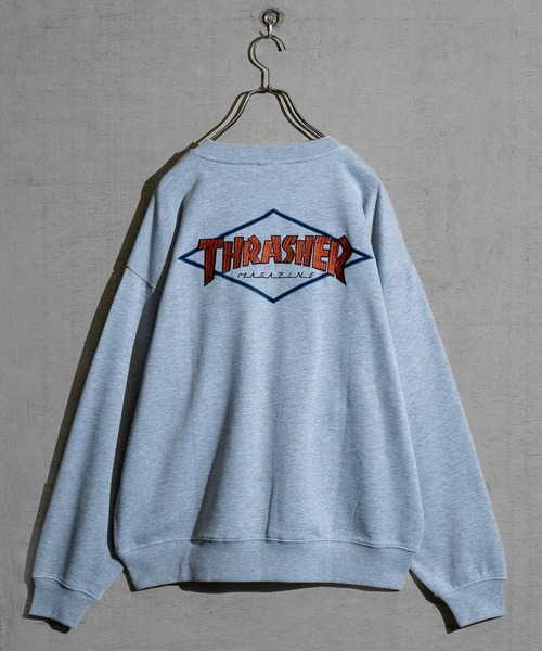 【at】〔THRASHER/スラッシャー〕アソートパターンロゴ プリント＆刺繍 クルーネックスウェット（スウェット）｜THRASHER（スラッシャー）