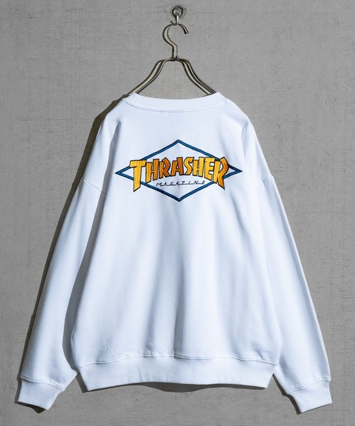 【at】〔THRASHER/スラッシャー〕アソートパターンロゴ プリント＆刺繍 クルーネックスウェット（スウェット）｜THRASHER（スラッシャー）