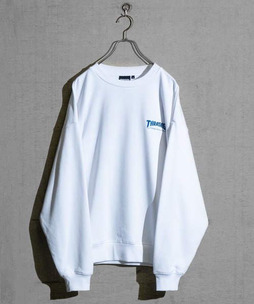【at】〔THRASHER/スラッシャー〕アソートパターンロゴ プリント＆刺繍 クルーネックスウェット（スウェット）｜THRASHER（スラッシャー）