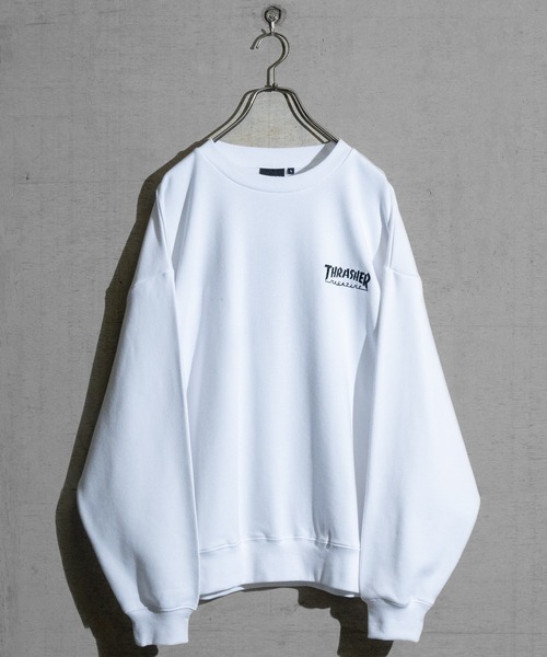 【at】〔THRASHER/スラッシャー〕アソートパターンロゴ プリント＆刺繍 クルーネックスウェット（スウェット）｜THRASHER（スラッシャー）