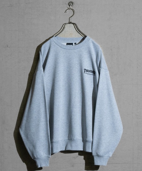 【at】〔THRASHER/スラッシャー〕アソートパターンロゴ プリント＆刺繍 クルーネックスウェット（スウェット）｜THRASHER（スラッシャー）