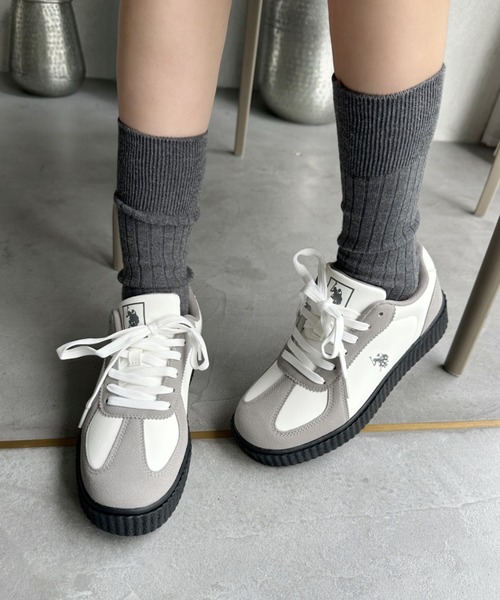 U.S. POLO ASSN.（ユーエスポロアッスン）の「U.S. POLO ASSN. ローカット 厚底 スニーカー（スニーカー・レディース・ホワイト/ベージュ系その他/ブラウン/ブラック/ホワイト×グレー/ピンク・22.5cm/23cm/23.5cm/24cm/24.5cm/25cm/25.5cm/26cm/26.5cm/27cm）」の3枚目の写真