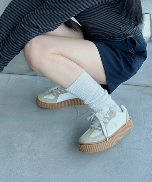 U.S. POLO ASSN.（ユーエスポロアッスン）の「U.S. POLO ASSN. ローカット 厚底 スニーカー（スニーカー・レディース・ホワイト/ベージュ系その他/ブラウン/ブラック/ホワイト×グレー/ピンク・22.5cm/23cm/23.5cm/24cm/24.5cm/25cm/25.5cm/26cm/26.5cm/27cm）」の9枚目の写真