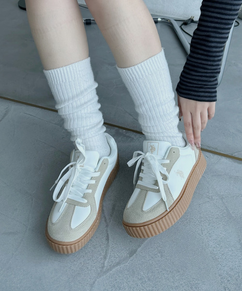 U.S. POLO ASSN.（ユーエスポロアッスン）の「U.S. POLO ASSN. ローカット 厚底 スニーカー（スニーカー・レディース・ホワイト/ベージュ系その他/ブラウン/ブラック/ホワイト×グレー/ピンク・22.5cm/23cm/23.5cm/24cm/24.5cm/25cm/25.5cm/26cm/26.5cm/27cm）」の10枚目の写真