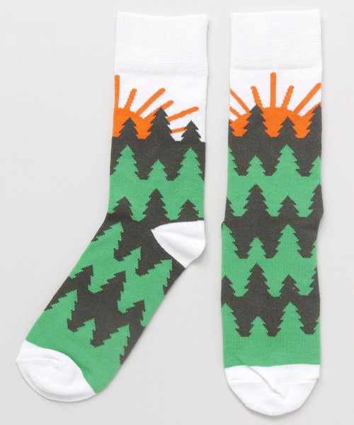 チャイハネ(チャイハネ)の「【チャイハネ】ネイチャーミドルソックス25~28cm(ソックス/靴下・メンズ・ブラック/カーキ/オリーブ/ネイビー/パープル/イエロー/レッド/ホワイト・FREE)」の1枚目の写真