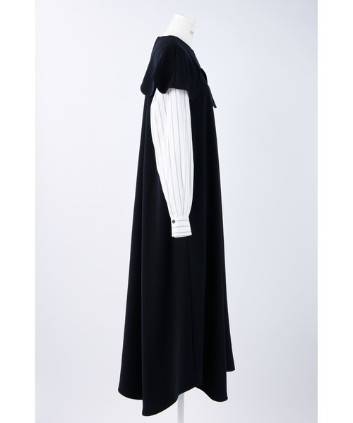 ENFOLD（エンフォルド）の「PEツイル レイヤースリーブドレス（ワンピース・レディース・ブラック/ダークネイビー・36）」の3枚目の写真