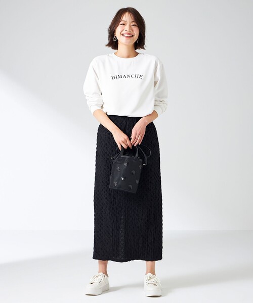 【洗える】2wayストレッチジョーゼットロゴ ロンT セール】【洗える】2wayストレッチジョーゼットロゴ ロンT（T