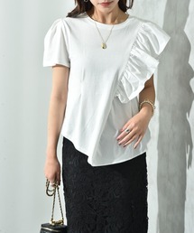 INTERPLANET | 異素材切替アシメフリルＴシャツ(Tシャツ/カットソー)