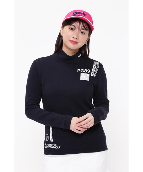PEARLY GATES（パーリーゲイツ）の「【PEARLY GATES】コットンストレッチ裏毛ハイネックカットソー（Tシャツ/カットソー・レディース・ネイビー/ホワイト・MEDIUM/LARGE）」の2枚目の写真