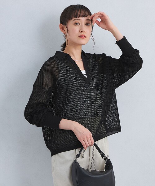 メッシュ クロップド ニット green label relaxing 新品 green label relaxing（グリーンレーベルリラクシング）の