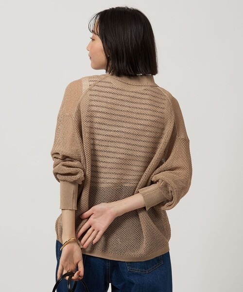 メッシュ スキッパー ニット プルオーバー -ウォッシャブル