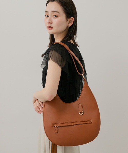 SENSE OF PLACE by URBAN RESEARCH（センスオブプレイスバイアーバンリサーチ）の「ワンハンドルラウンドバッグ（ショルダーバッグ・レディース・ブラウン/ブラック/アイボリー・ONE）」の12枚目の写真