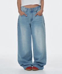 AMESWORLDWIDE（アメスワールドワイド）の「A'GEM/9 × .kom 『AMESWORLDWIDE/アメスワールドワイド』OVERFIT STITCH DENIM PANTS /オーバーフィットステッチデニムパンツ（デニムパンツ）」