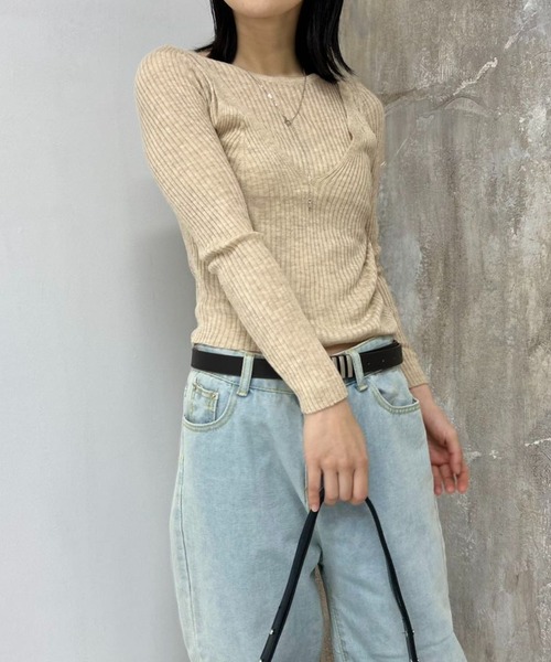 mebole(メボレ)の「ラウンドネックレイヤードトップ(Tシャツ/カットソー・レディース・オートミール/ピンク/アイボリー/ブラック/ブルー・FREE)」の17枚目の写真