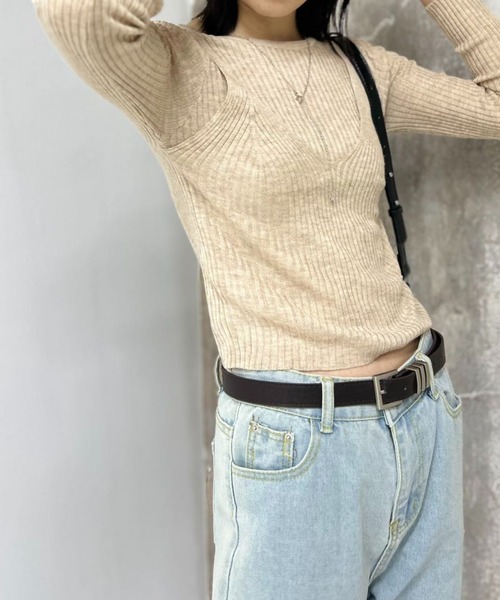 mebole(メボレ)の「ラウンドネックレイヤードトップ(Tシャツ/カットソー・レディース・オートミール/ピンク/アイボリー/ブラック/ブルー・FREE)」の19枚目の写真